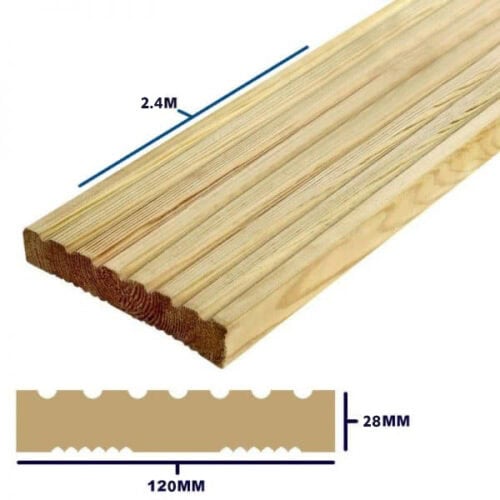 Treated Deck Board 120 X 28mm 2.4m