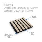 Light Oak Acoustic Slat Wall Panel (2400x605x22mm) - Image 3