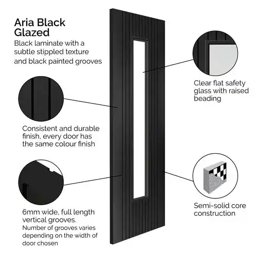 Aria Black Glazed Internal Door - Image 2