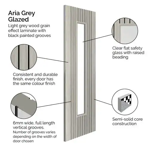 Aria Grey Glazed Internal Door - Image 2