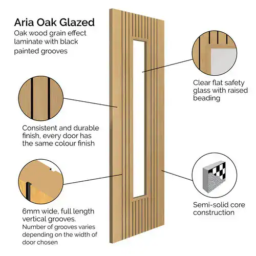 Aria Oak Glazed Internal Door - Image 2