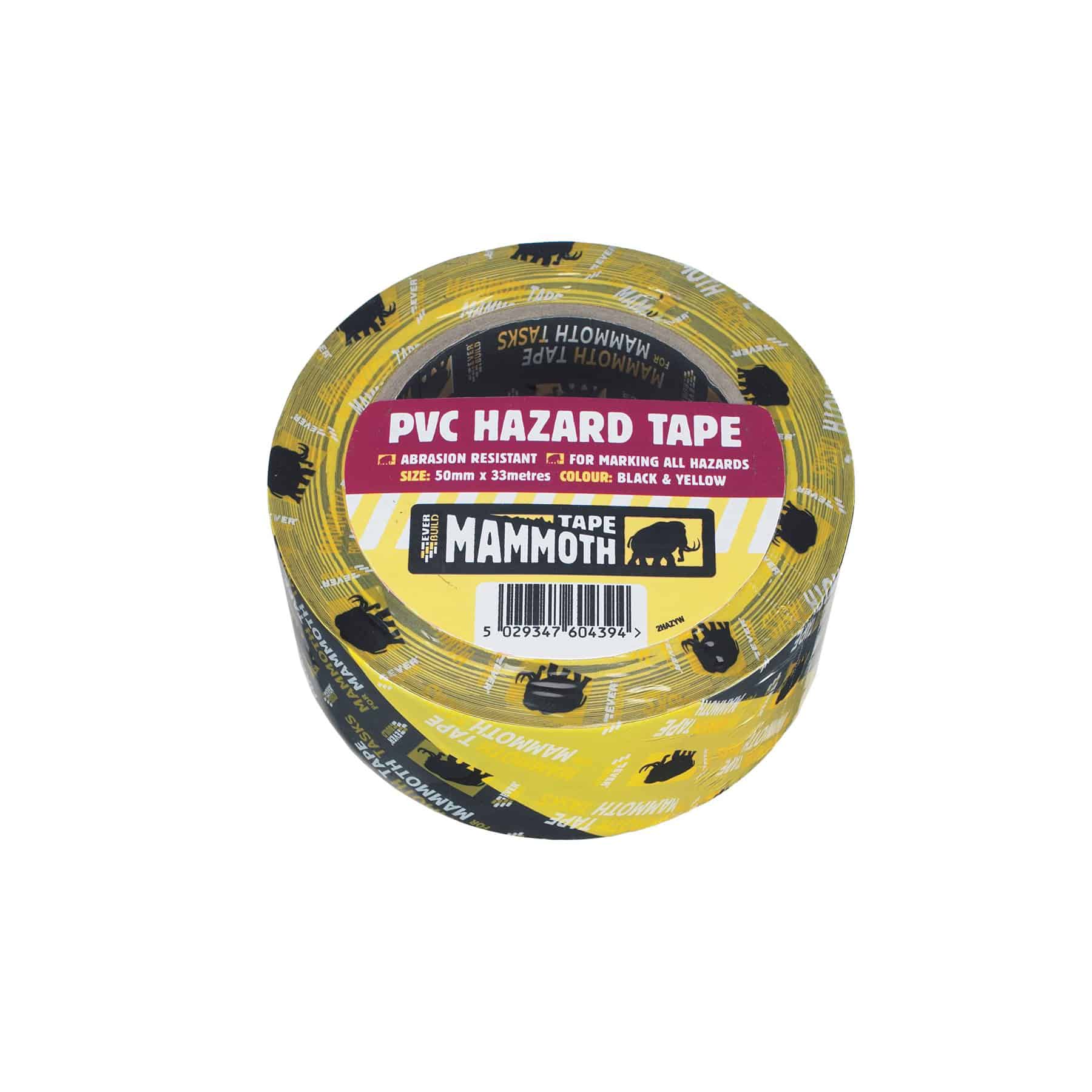 Mammoth Pvc Hazard Tape Black & Yellow 50m