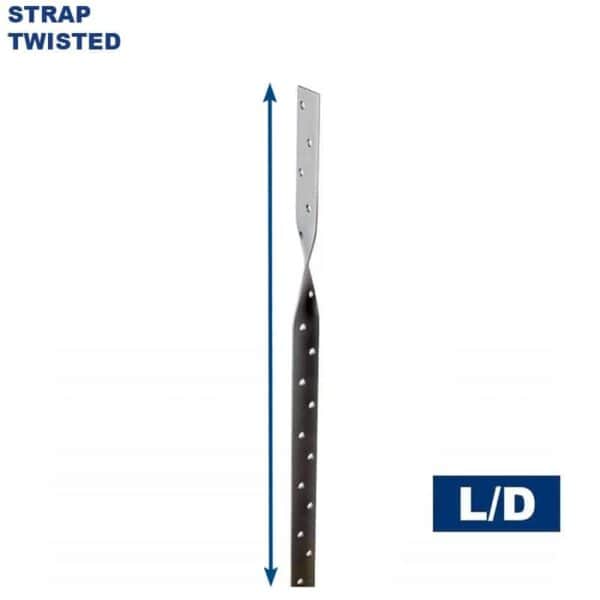 Galvanised twisted light duty strap bent for timber fixing