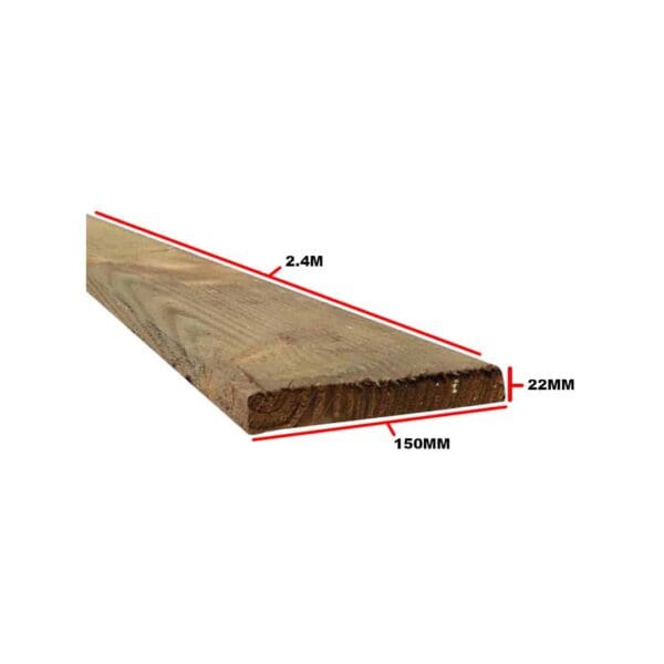 Timber gravel board 22mm x 150mm x 2.4m fencing base board