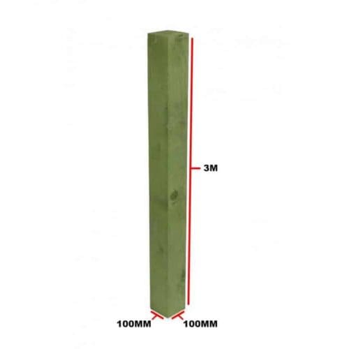 WOODEN POST 100 100 3 GREEN