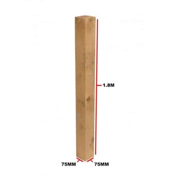 Wooden Posts Brown 75mm x 75mm x 1.8m