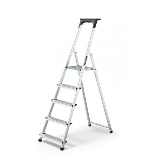 Aluminum 5 Step Household Ladder With Tool Shelf 125 Kg