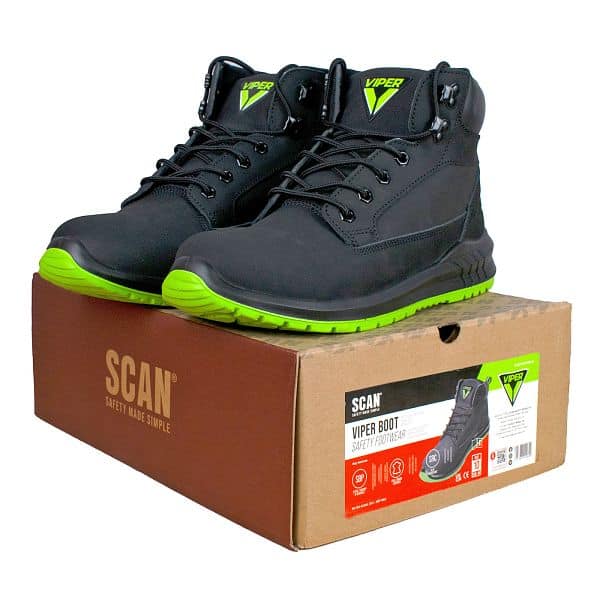 Scan Viper Safety Work Boot Black Green
